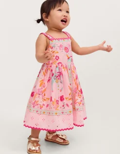 Baby Unicorn Print Broderie Dress Pink