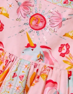 Baby Unicorn Print Broderie Dress Pink