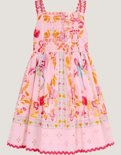 Baby Unicorn Print Broderie Dress Pink