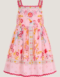 Baby Unicorn Print Broderie Dress Pink