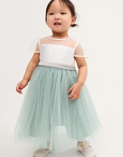 Baby Velvet Bow Party Dress Green