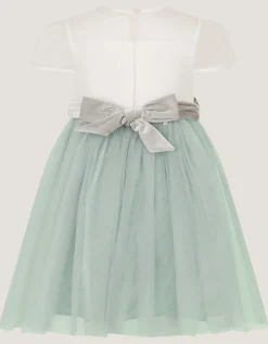 Baby Velvet Bow Party Dress Green