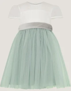 Baby Velvet Bow Party Dress Green