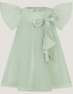 Baby Winnie Satin Bow Party Dress Green