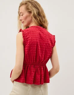 Bea Sleeveless Gingham Frill Top Pink