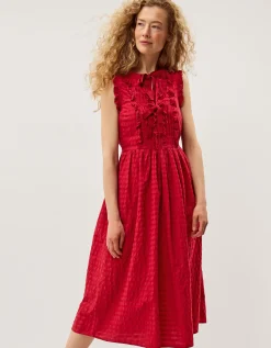 Bea Sleeveless Gingham Midi Dress Pink