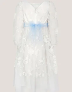 Beatrice Floral Embroidered Tulle Dress Ivory