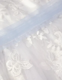 Beatrice Floral Embroidered Tulle Dress Ivory