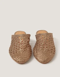 Bella Braided Leather Slipper Sandals Gold