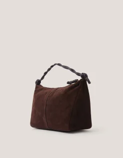Beth Twist Handle Suede Bag