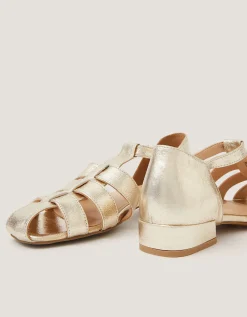 Bobbi Fisherman Leather Sandals Gold