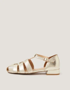 Bobbi Fisherman Leather Sandals Gold