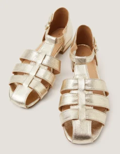 Bobbi Fisherman Leather Sandals Gold
