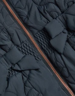 Bonnie Bow Quilted Puffer Coat Blue