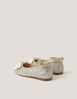 Bow Glitter Ballet Flats Ivory