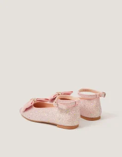 Bow Glitter Ballet Flats Pink