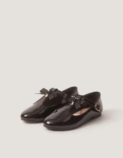 Bow Patent Mary Jane School Shoes Black