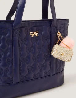 Bow Quilted School Tote Bag