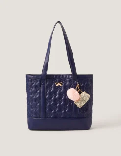 Bow Quilted School Tote Bag