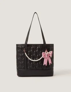 Bow Quilted School Tote Bag