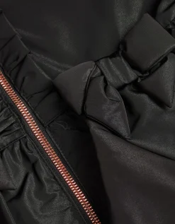 Bow Ruffle Shower Resistant Jacket Black