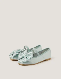 Bow Satin Ballet Flats Green
