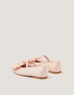 Bow Satin Ballet Flats Pink