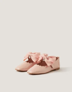 Bow Strap Patent Ballet Flats Pink