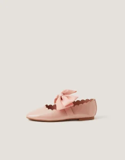 Bow Strap Patent Ballet Flats Pink