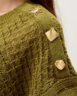 Bree Button Knit Jumper Green