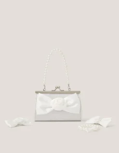 Bridesmaid Rosette Bag & Accessories Set Ivory