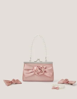 Bridesmaid Rosette Bag & Accessories Set Pink