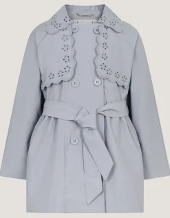 Broderie Shower Proof Trench Coat Blue