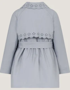 Broderie Shower Proof Trench Coat Blue