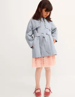Broderie Shower Proof Trench Coat Blue
