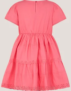 Broderie Tiered Dress Pink