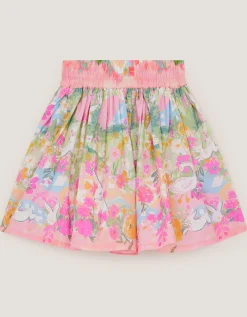 Bunny Print Cotton Skirt Yellow