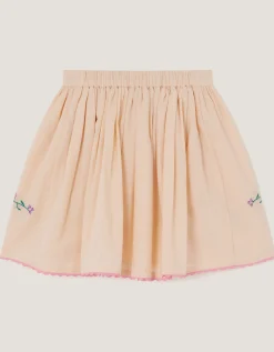 Butterfly & Floral Embroidered Skirt Ivory