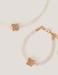 Butterfly Tube Necklace and Bracelet Set