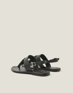 Cali Tassel Leather Sandals Black