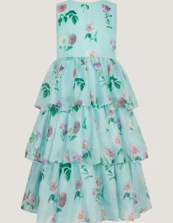 Calla Floral Organza Tiered Party Dress Multi