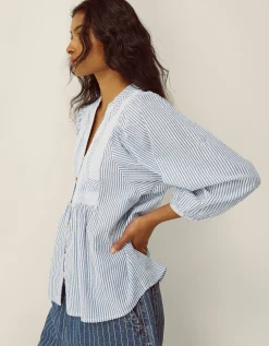 Callie Stripe Blouse Blue
