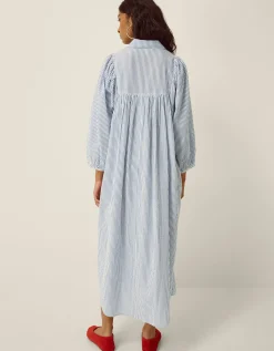 Callie Stripe Midi Shirt Dress Blue