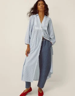 Callie Stripe Midi Shirt Dress Blue