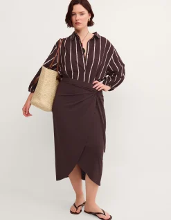Callie Thorpe x Monsoon Jersey Sarong Skirt Brown