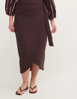 Callie Thorpe x Monsoon Jersey Sarong Skirt Brown