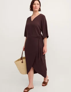 Callie Thorpe x Monsoon Jersey Midi Wrap Dress Brown
