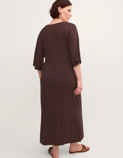 Callie Thorpe x Monsoon Jersey Midi Wrap Dress Brown