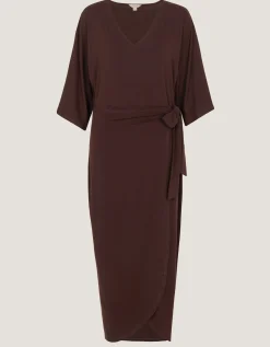 Callie Thorpe x Monsoon Jersey Midi Wrap Dress Brown