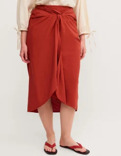 Callie Thorpe x Monsoon Linen Blend Sarong Skirt Orange